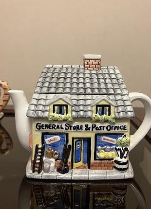 Вінтажний колекційний чайник  крамниця та поштове відділення annie rowe “general store & post office” — the village, western house gifts