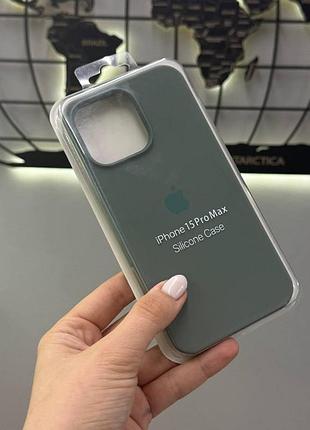 Чехол с микрофиброй silicone case для iphone 15 pro max, силиконовый чехол-накладка для айфон 15 про макс (зеленый)