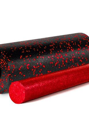 Масажний ролик (роллер) гладкий powerplay pp-4348 2 in 1 epp foam roller чорно/червоний (33x14см.)