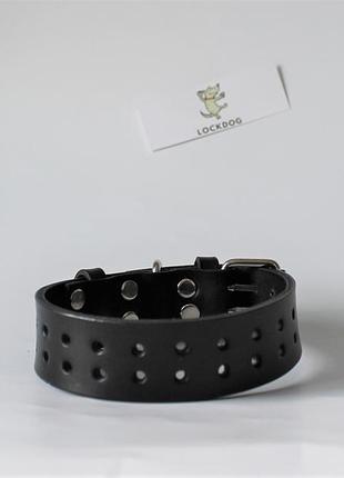 Ошейник из натуральной кожи "lockdog" черный