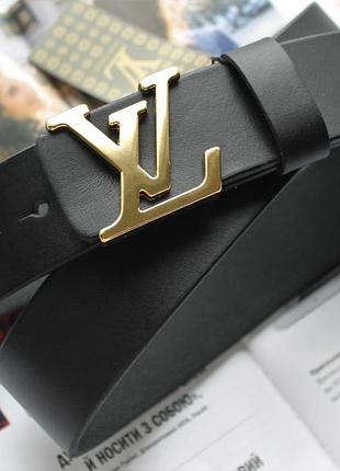 Шкіряний ремінь lv в коробці чорний