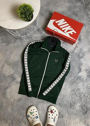 Мужские кофта зеленого цвета с лампасами fred perry олимпийка худи s size
