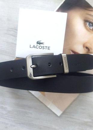 Мужской кожаный ремень lacoste +коробка в подарок!