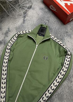 Мужская олимпийка с лампасами в салатовом цвете fred perry котфа брюки худи s size
