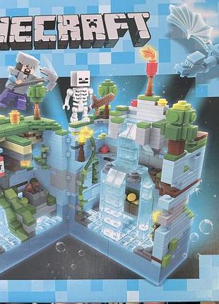 Майнкрафт конструктор верхний мир с подсветкой, minecraft