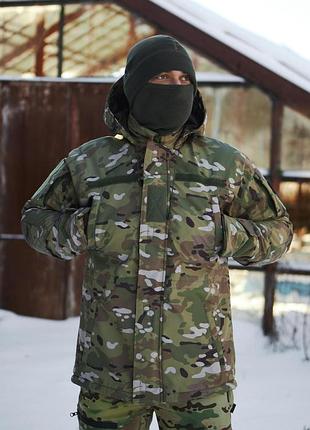 Тактична зимова куртка мультикам на синтепоні, бушлат камуфляжний солдатський з капюшоном xl