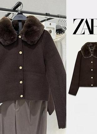 Короткий вязаный кардиган-жакет от zara