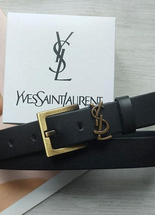 Жіночий ремінь ширина 3 см пряжка бронза yves saint laurent чорний