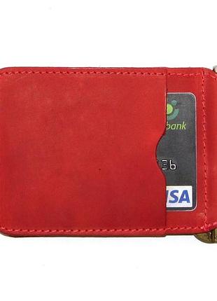 Шкіряний затиск для грошей dnk leather затиск-h червоний