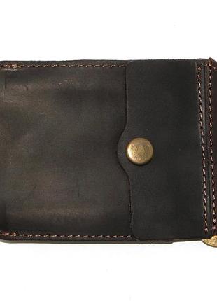 Шкіряний затиск для грошей dnk leather затиск-h з монетником коричневий