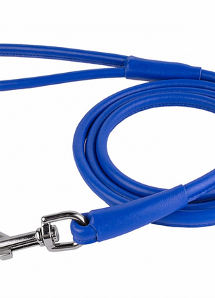 Круглый кожаный поводок для собаки "lockdog" длина 1.2 м синий