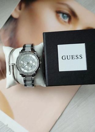 Жіночий годинник guess+ браслет silver стрази