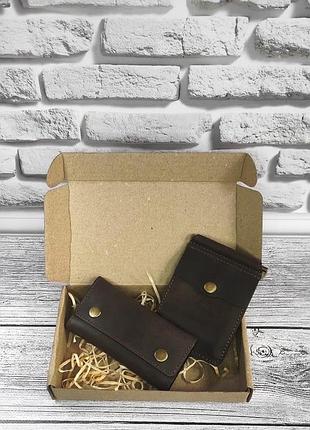 Подарунковий набір dnk leather №8 (затискач + ключниця) коричневий
