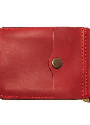 Шкіряний затиск для грошей dnk leather затиск-h з монетником червоний