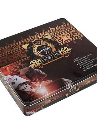 Набір для покеру в металевій коробці poker game set 6615k 500 фішок