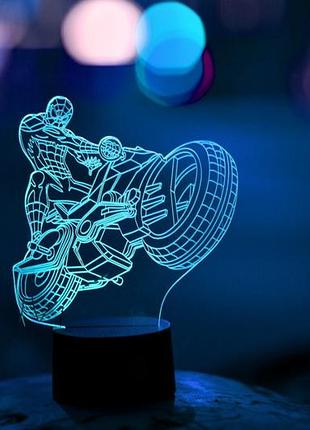 Сменная пластина для 3d светильников "человек-паук на мотоцикле" 3dtoyslamp