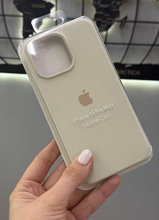 Чохол з мікрофіброю silicone case для iphone 15 pro max,силіконовий чохол-накладка для айфон 15 про макс (молочний)