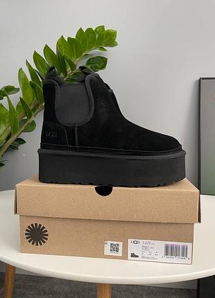 Угги жіночі зимові ugg neumel chelsea black platform