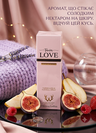 Оригінальна жіноча парфумована вода forever love 100мл — стійкі фруктові парфуми, шлейфовий аромат, ноти інжиру, груші та малини