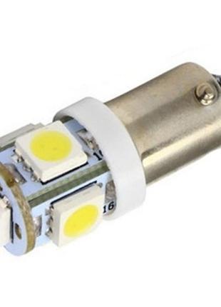 Led лампи ba9s t4w 4+1 smd 5050, біле світло, набір 2шт для автомобіля, салону, поворотів і підсвітки номера