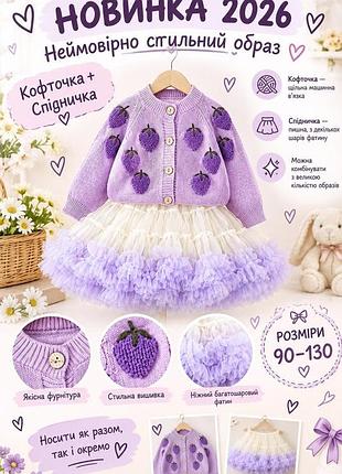 Дитячий костюм на дівчинку кофта спідниця 100