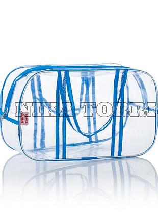 Прозрачная сумка m(40*25*20) с прозрачными ручками в роддом, василёк