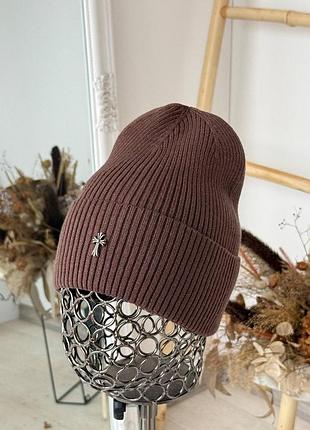 Шапка chrome hearts тонкая демисезон - стильная шапка с шерстью и кашемиром 🇺🇦