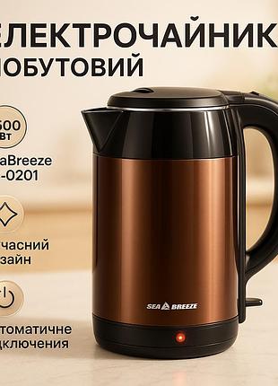 Электрический чайник бесшумный seabreeze sb-0201 1.8 л 2000 вт, электронный чайник для дома em-74