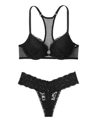 Комплект чорний мереживний victoria’s secret набір вікторія сікрет
