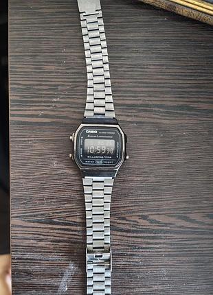 Наручний годинник чоловічий casio a168 сріблястий