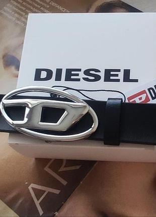 Модный узкий кожаный ремень diesel черный