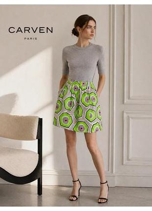 Спідниця / юбка carven paris з дизайнерським принтом / fr 38