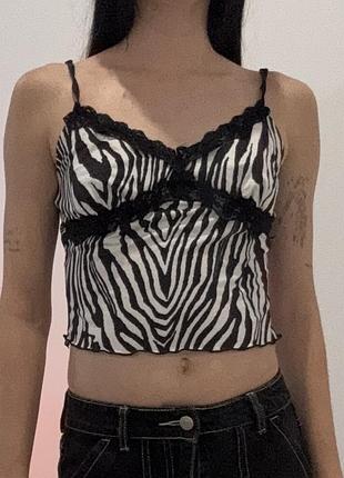 Топ з принтом зебри, shein, h&m, топік