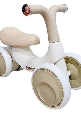 Детский четырехколесный беговел-толокарь kiddy go a4 для малышей от 1 года (бесшумные колеса eva) кофейный