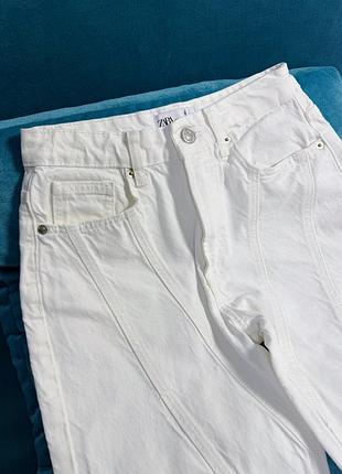 Прямі білі джинси zara 8