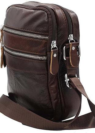 Чоловіча сумка шкіряна через плече барсетка коричнева 8s3924 brown