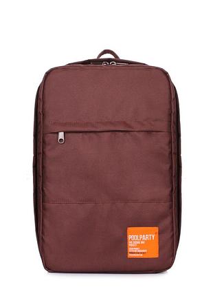 Рюкзак для ручной клади poolparty hub 40x25x20см ryanair / wizz air / мау коричневый