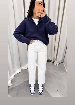 Прямі білі джинси zara