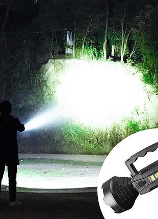 Фонарь аккумуляторный cx 8809 multifunction searchlight с солнечной панелью для кемпинга дачи и освещения
