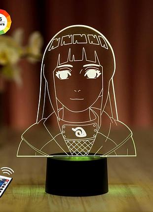 3d нічник "хіната х'юга" (волічне зображення) + пульт дк + мережевий адаптер + батарейки (3ааа) 3dtoyslamp