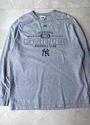 Футболка лонгслів vintage new york yankees mlb baseball majestic long sleeve t-shirt xl