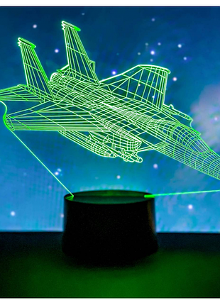3d ночник "самолет 8" (увеличенное изображение) 16 цветов+пульт ду+сетевой адаптер + батарейки 3dtoyslamp
