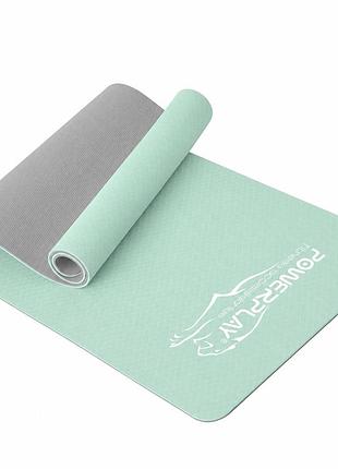 Килимок для йоги та фітнесу powerplay 4150 tpe premium performance mat м'ятний (183x61x0.6 см.)
