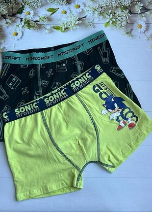 Трусики боксеры на мальчика sonic/minecraft (набор 2 шт.) primark р.146 см (10-11 лет)