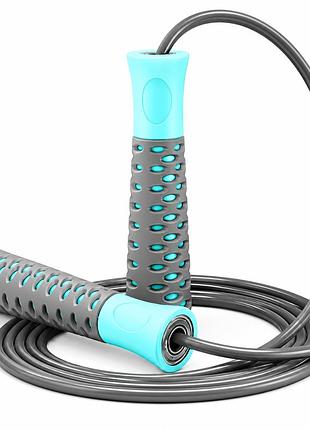Скакалка powerplay 4206 jump rope pro+ серо-мятная (2,75m.)