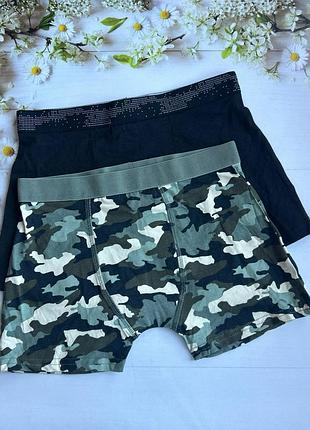 Трусики боксеры на мальчика однотонные/камуфляжные (набор 2 шт) primark р.146 см (10-11 лет)