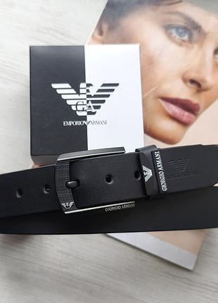 Чоловічий шкіряний ремінь armani чорний