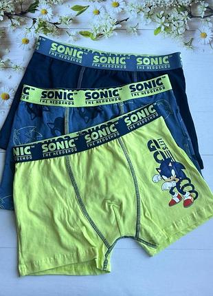 Трусики боксеры на мальчика соник sonic (набор 3 шт.) primark р.140 см (9-10 лет)