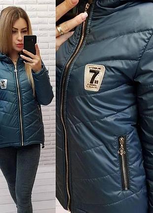 Жіноча демісезонна куртка з емблемою, арт.210/7, аква