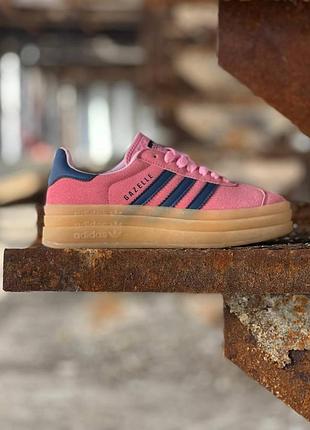 Стильные женские кроссовки adidas gazelle bold pink glow